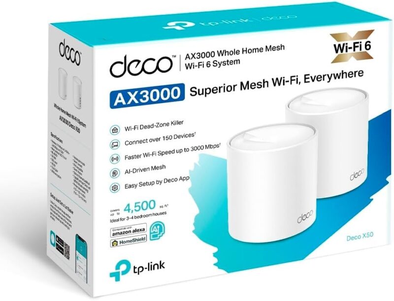 Roteador Wi-Fi Mesh TP-Link Deco X50 Gigabit Dual-Band AX3000 2 unidades