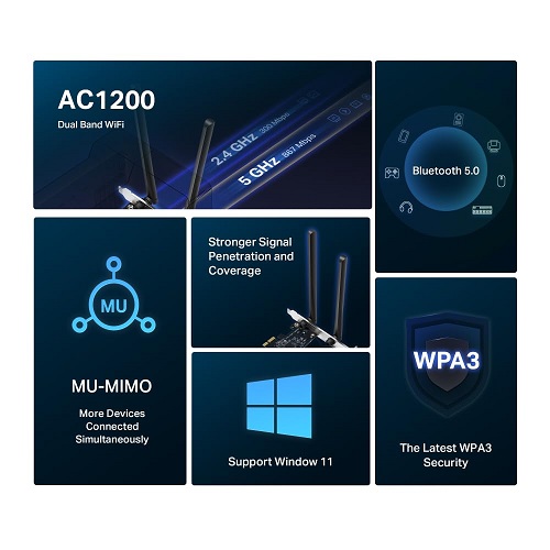 Mercusys Adaptador Wi-Fi PCIE AC1200 Bluetooth 5.0 MA30E