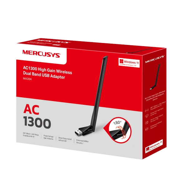 Mercusys Adaptador Usb MA30H Dual Band AC1300 Com Antena