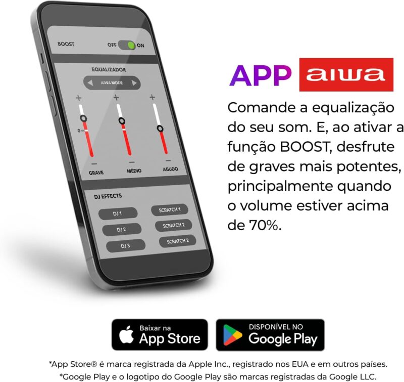 Boombox Aiwa Ligths Plus Preta 200w Bluetooth Portátil