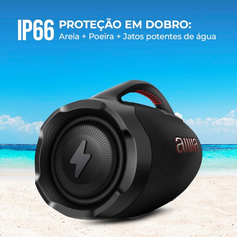 Boombox Aiwa Ligths Plus Preta 200w Bluetooth Portátil