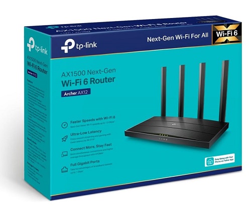 TP-LINK Roteador Wi-Fi 6 Gigabit Dual Band AX1500 Archer AX12
