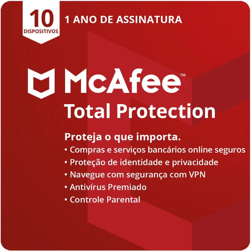 Mcafee Total Protection para 10 Dispositivos Assinatura 1 Ano
