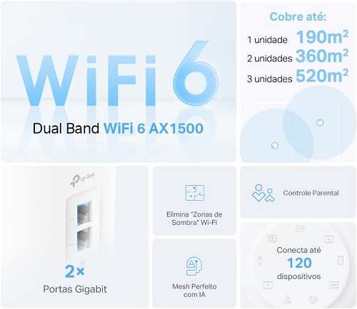 Tp-link Roteador Deco X10 Ax1500 com 2 Unidades + McAfee Total Protection para 10 Dispositivos