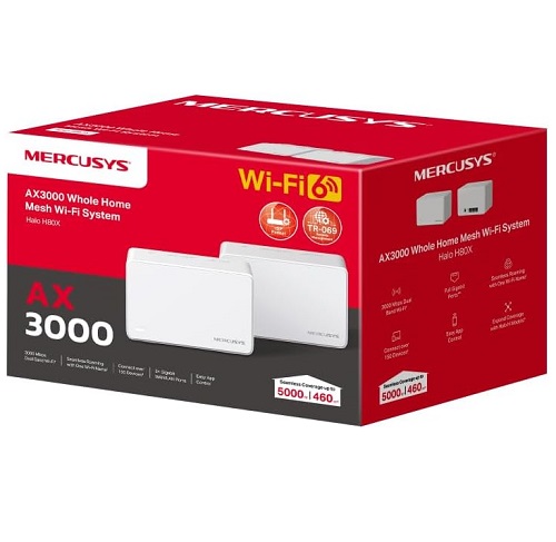 Mercusys Roteador Halo H80x AX3000 2 Unidades + McAfee Total Protection para 10 Dispositivos