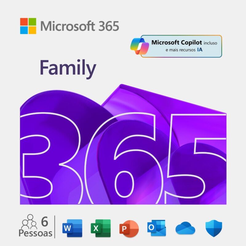 Microsoft Office 365 Family com Mcafee+ Premium Family Assinatura 1 Ano