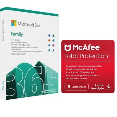 Microsoft Office 365 Family com McAfee Total Protection Para 5 dispositivos